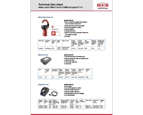 Technical data sheets for the products of